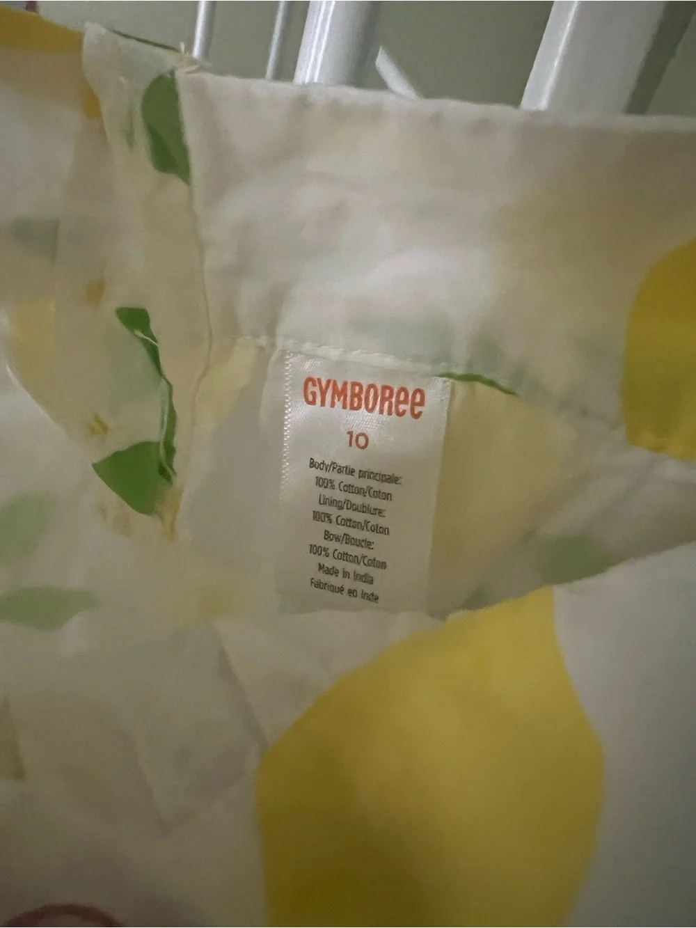 Gymboree White Tank Too with Yellow Lemon Print and Green Leaves